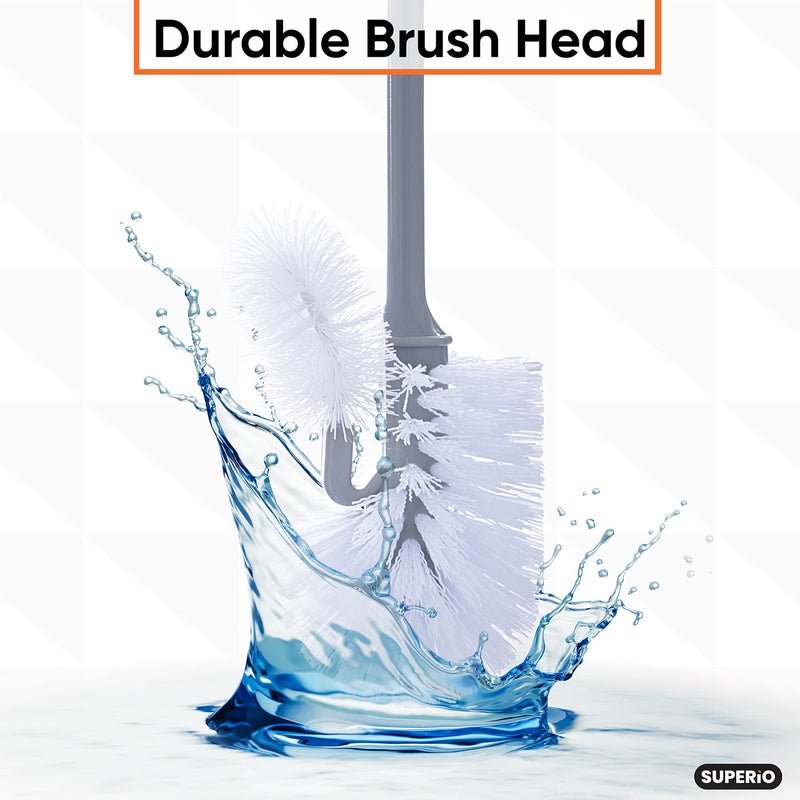 Superio Toilet Brush and Holder (1 Pack) Toilet Scrubber Bowl Cleaner Brushes Wand, Toilets Brush with Holder Caddy, Bathroom Cleaning Brush, Bowl Brush Set - Image 4